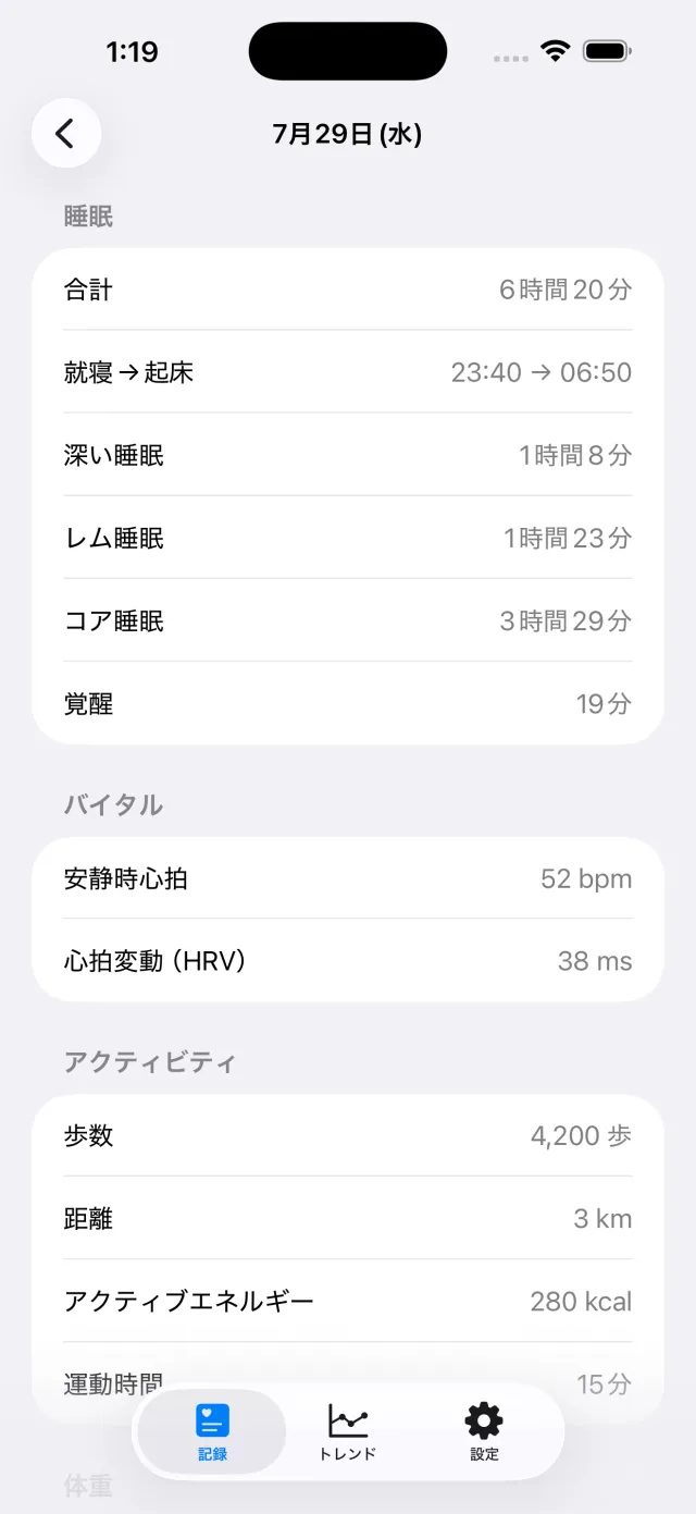 Rhythm の画面：通信も広告も課金もない